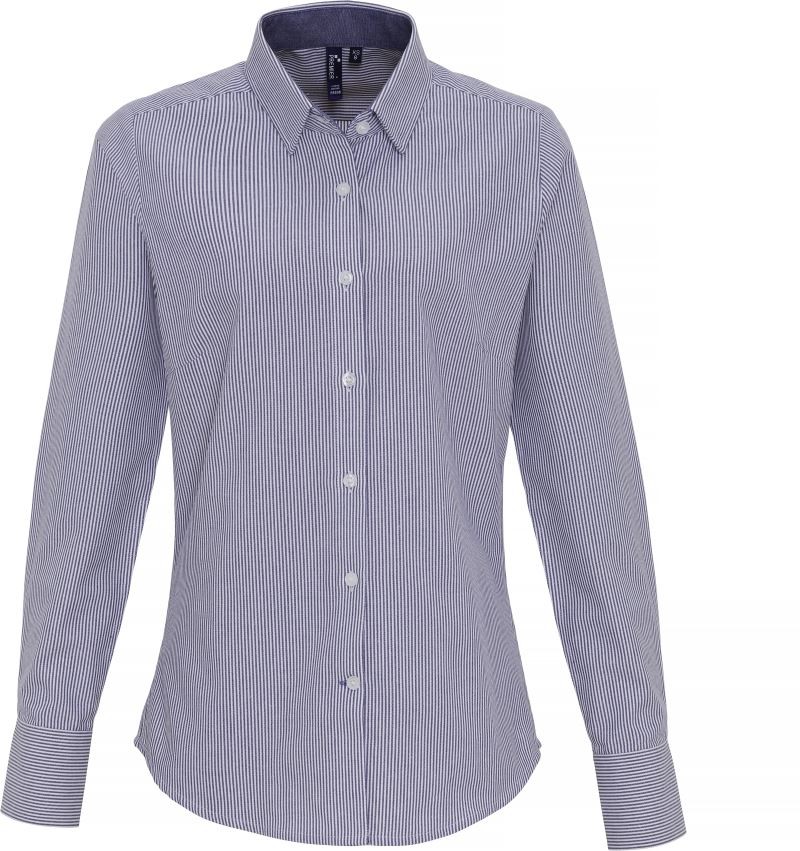 Ladies’ Cotton Rich Oxford Stripes Shirt Premier PR338