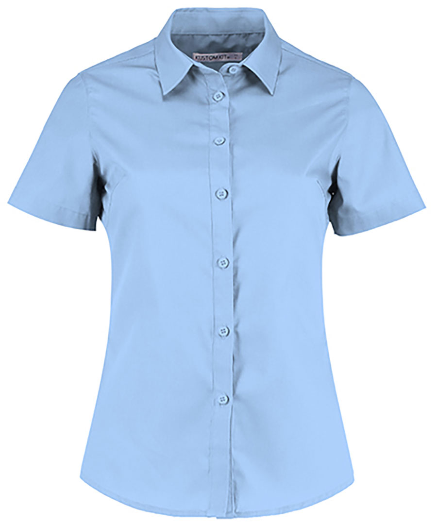 Women`s Tailored Fit Poplin Shirt Short Sleeve Kustom Kit K241