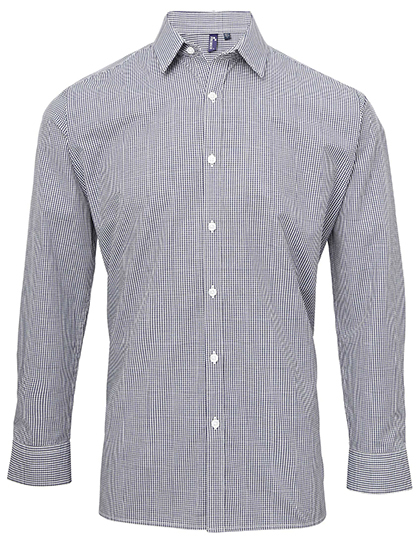 Mens Micro-Check Long Sleeve Shirt Premier PR220