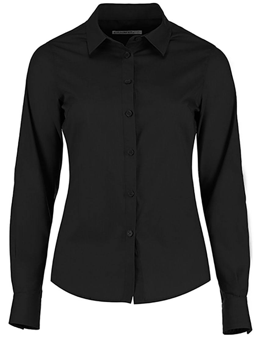 Women`s Tailored Fit Poplin Shirt Long Sleeve Kustom Kit K242